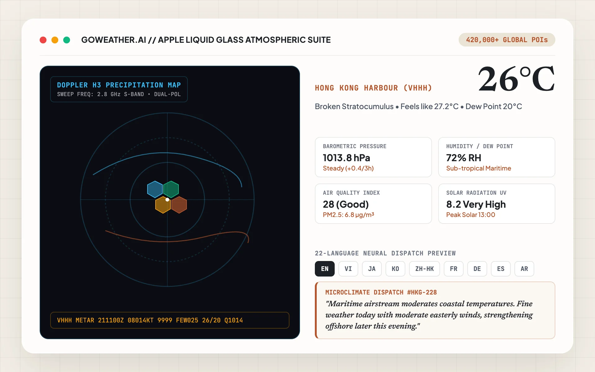 GoWeather.ai Apple Liquid Glass Atmospheric Interface